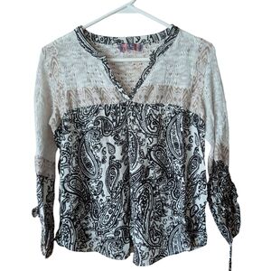 Selfie Couture by technology women's Print Lace Details Shirt long sleeve